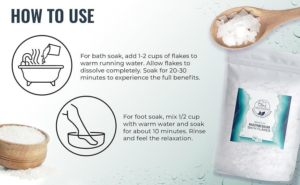Natural Elephant Natural Elephant Dead Sea Magnesium Bath Flakes | 8 oz Travel Size (227g) | Pure Magnesium Chloride Soak for Body and Foot | Ideal for a Soothing Bath Experience | Alternative to Epsom Salt