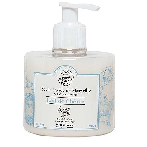Maison du Savon Savon De Marseille - French Liquid Soap with Organic Goats Milk and Olive Oil - Hand Wash 33 Fl Oz Bottle and 11 Fl Oz Dispenser