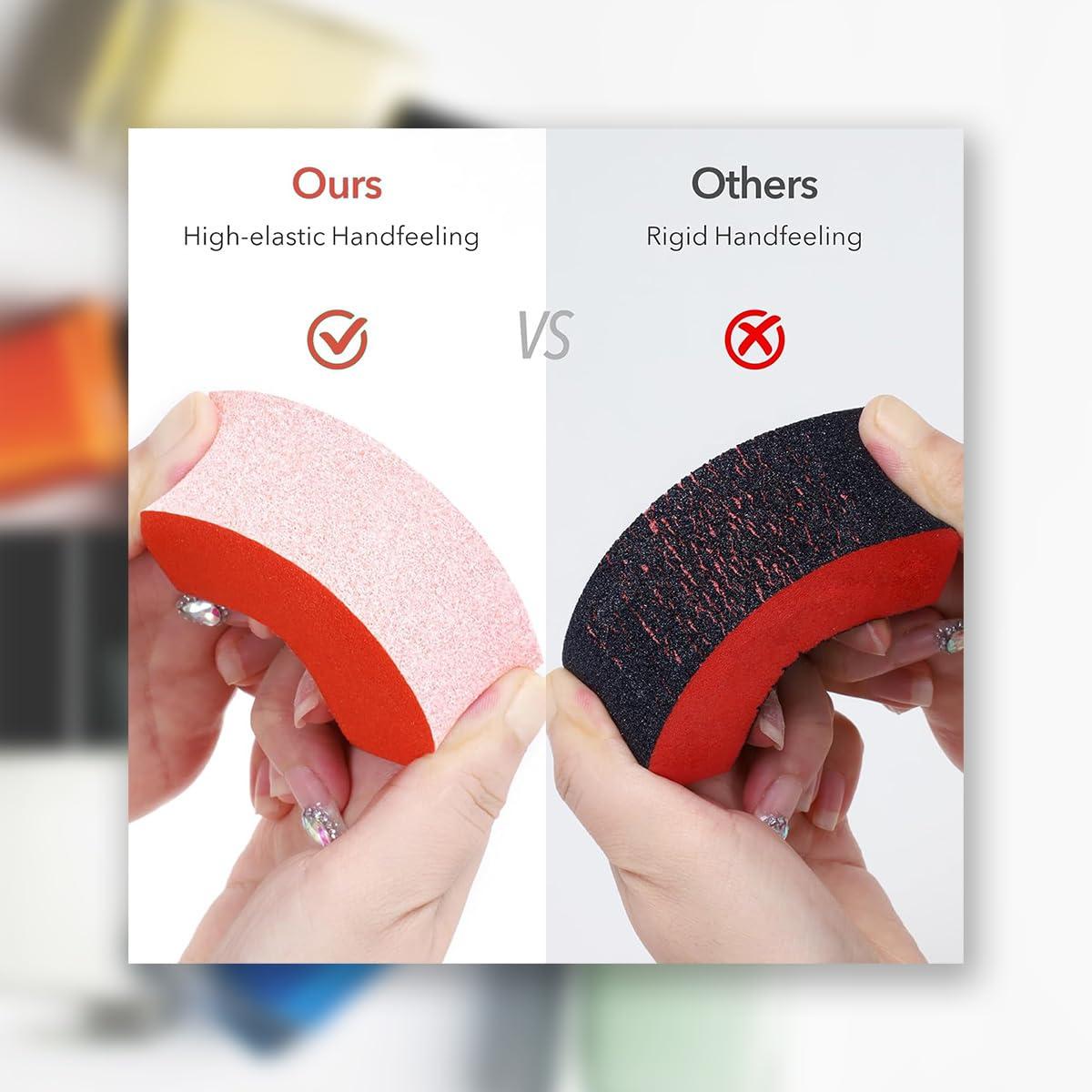 TP PLASTIC TP Plastic 3-Way Nail Buffer Block 80/80/100 Grit Orange Buffing Block for Acrylic, Gel, and Natural Nails Manicure & Pedicure Tool Set (5 Pieces, 3.5\" Long)