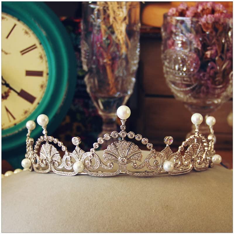 SEPBRIDALS The Lotus Flower Tiara,Classic Europe Royal Replica Pearls Diadem for Wedding,Women's Hair Accessories