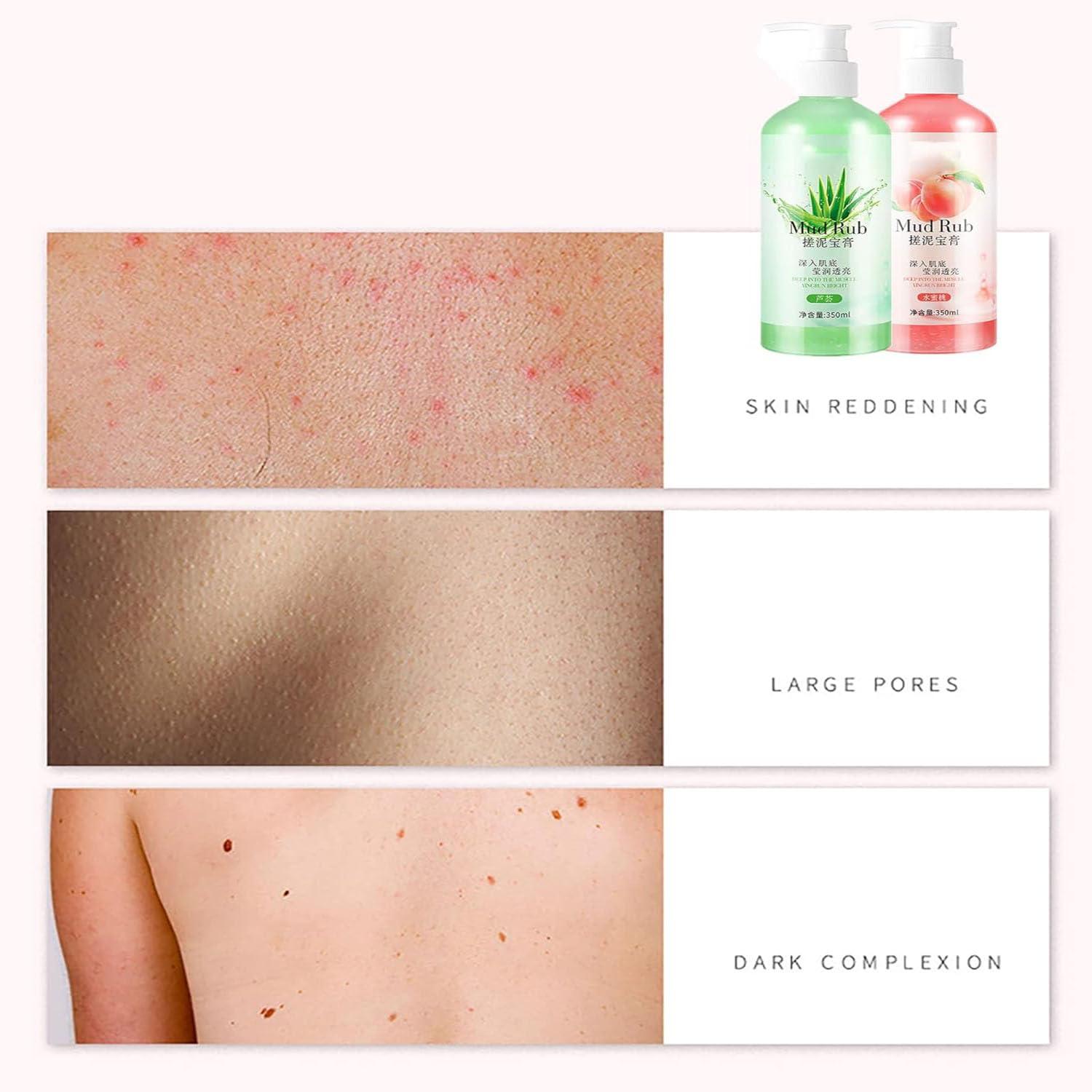 KLOUYHTY Mud Scrub Cream,Rubbing Mud Gel,Mud Rub Gel Body Exfoliator Scrub,Skin Cleansing Gel Mud Rub,Exfoliator Body Scrub,Peach Body Mud Rub Scrub,Remove Exfoliate,Improves Tone& Texture (Floral)