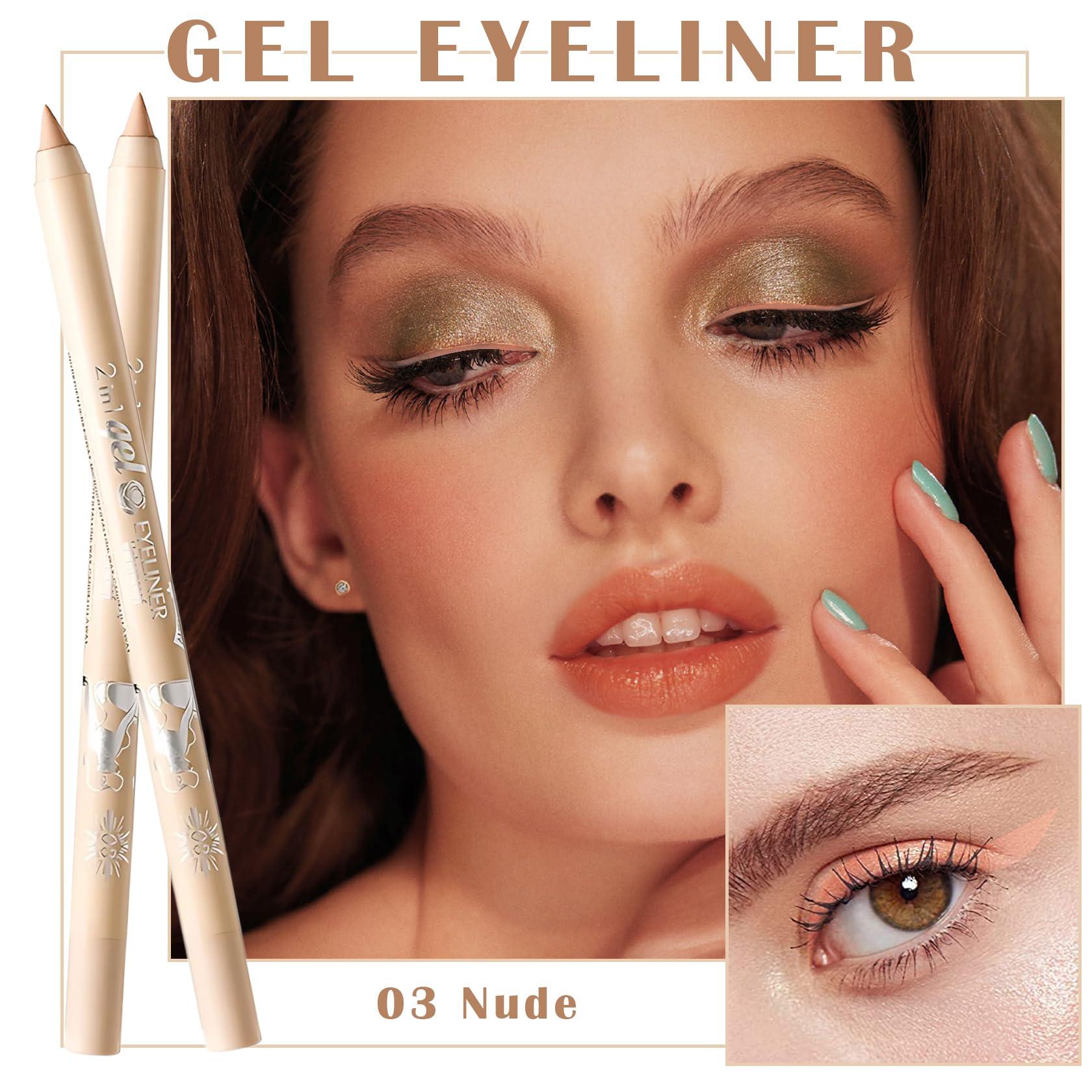 AIUEO AIUEO Nude Eyeliner 2PCS Gel Eyeliner Pencil Long-lasting Waterproof Eyeliner Smooth Eye Liner Pencils Eye Makeup,delineador de ojos contra el agua -03 Nude
