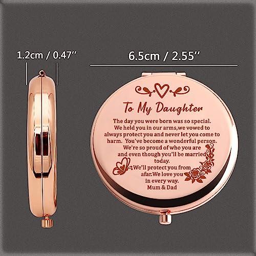 JNIAP JNIAP Daughter Wedding Gift from Parents Daughter Wedding Day Compact Mirror from Mom Dad Bride Bridal Shower Pocket Mirror