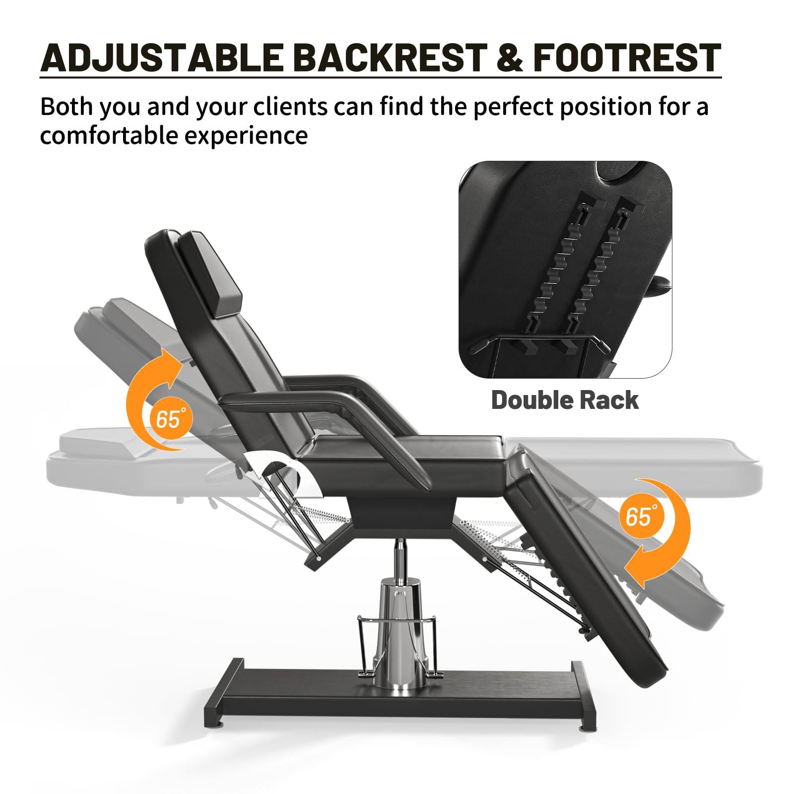 DeerDean DeerDean Hydraulic Tattoo Chair Bed for Client Facial Beds for Esthetician Chair Adjustable Facial Bed Spa Chair Massage Table Beauty Salon, Black