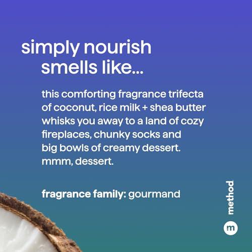 Method Method Moisturizing Shampoo, Simply Nourish with Shea Butter, Coconut, and Rice Milk Scent Notes, Paraben and Sulfate Free, 14 oz (Pack of 3)