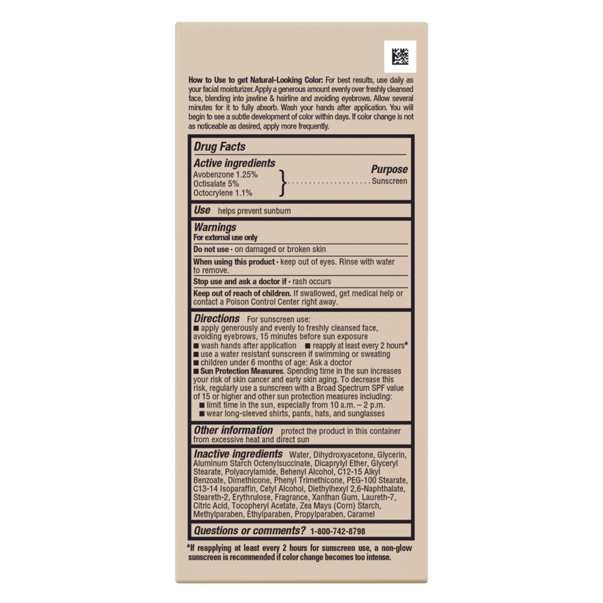 Jergens Jergens Natural Glow Face Self Tanner Lotion, SPF 20 Sunless Tanning, Fair to Medium Skin Tone, Daily Facial Sunscreen, Oil Free, Broad Spectrum Protection, 2 oz, Pack of 2 (Packaging May Vary)