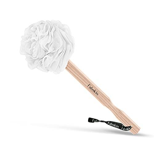 FABSKIN FABSKIN Luxury Bath Loofah Duo Pack | Peach | Loofah For Men and Women | Bath Brush Body Back Scrubber With Wooden Handle For Bathing With Round Loofah | Made In India (White)