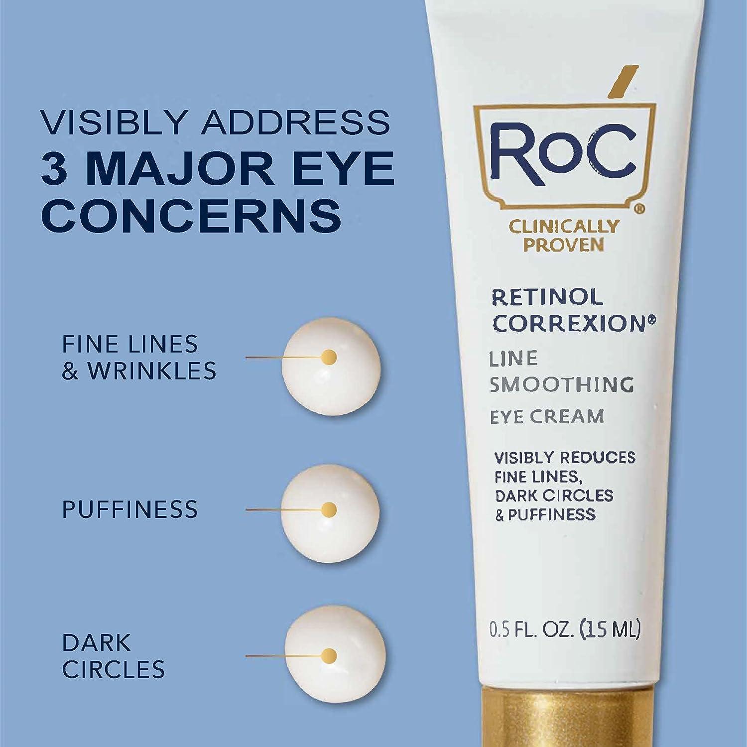 RoC RoC Retinol Correxion Bundle: Under Eye Cream, 0.5 oz + Deep Wrinkle Daily Face Moisturizer with Sunscreen SPF 30, 1oz + Deep Wrinkle Anti-Aging Night Cream, 1oz
