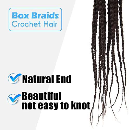 BOHOBABE BOHOBABE Big Loop Box Braids Crochet Hair 10 Inch 8 Packs Prelooped, Medium Short 3X Knotless Crochet Box Braiding Hair, Three Tones Brown Goddess Braid (4#)