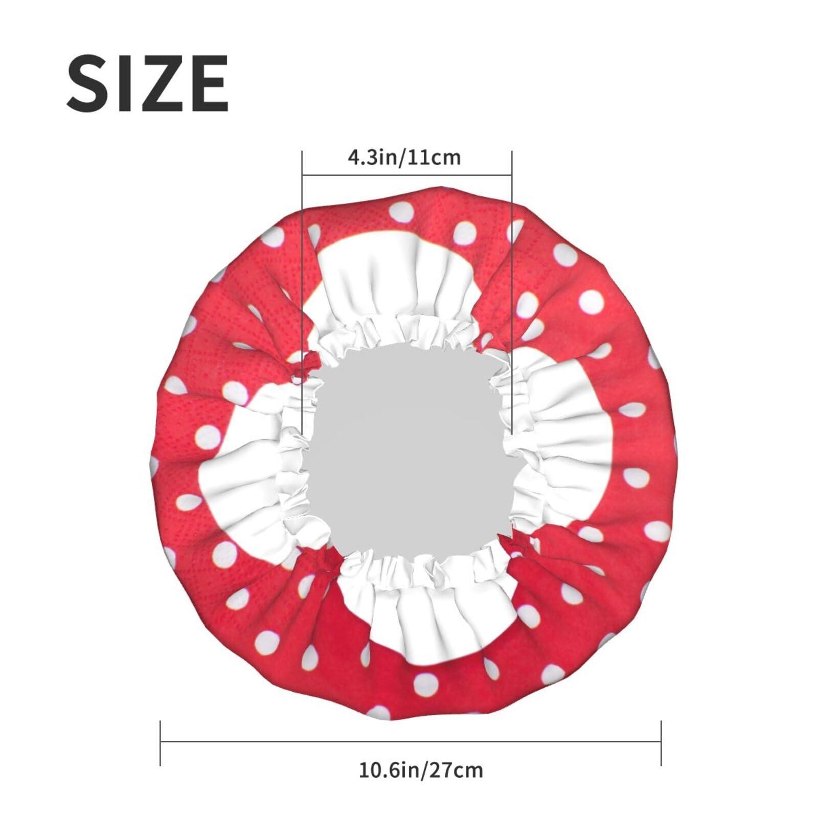KArFri white dots Large Shower Cap For Women Men Reusable Shower Caps Waterproof Shower Cap For Braids & Long Hair shower bonnet with PEVA lined&Elastic Band Fashion showercap