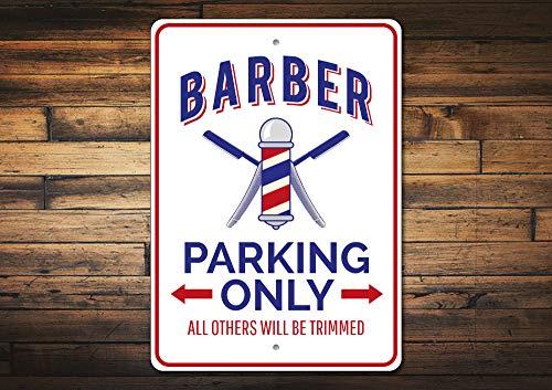 Lizton Sign Shop Barber Parking Sign, Barber Sign, Barber Sign, Barber Decor, Barber Shop Sign, Barber Pole Sign, Barber Aluminum Sign - 12" x 18"