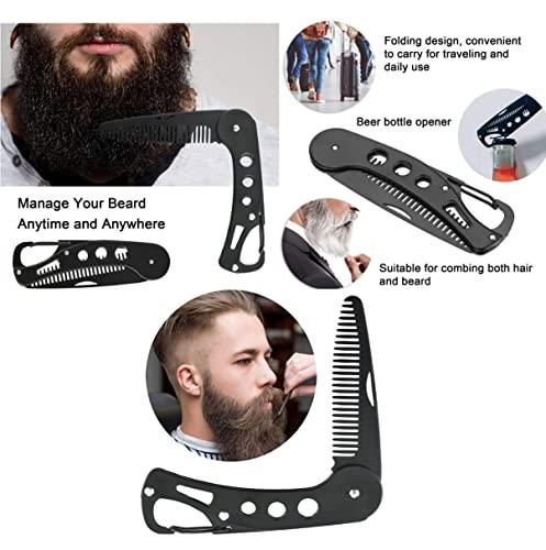 baixikly baixikly Stainless Steel Folding Beard Comb For Men, Mustache Comb Multifunctional Pocket Beard for Men Beard Mustache Stylin