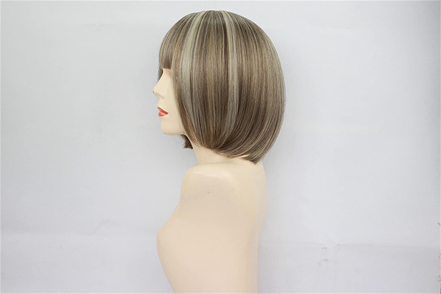 MSHUI MSHUI pixie Cut Wig Bob Wavy Natural Looking hair for Women (Flaxen)