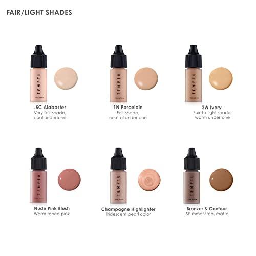 TEMPTU TEMPTU One Airbrush Make-up Kit for Complexion Perfection with Cordless Compressor, Fair/Light: 11-Piece Set, Portable Air Brush Machine, 3 Shades of Foundation, Blush, Bronzer, Instant Concealer