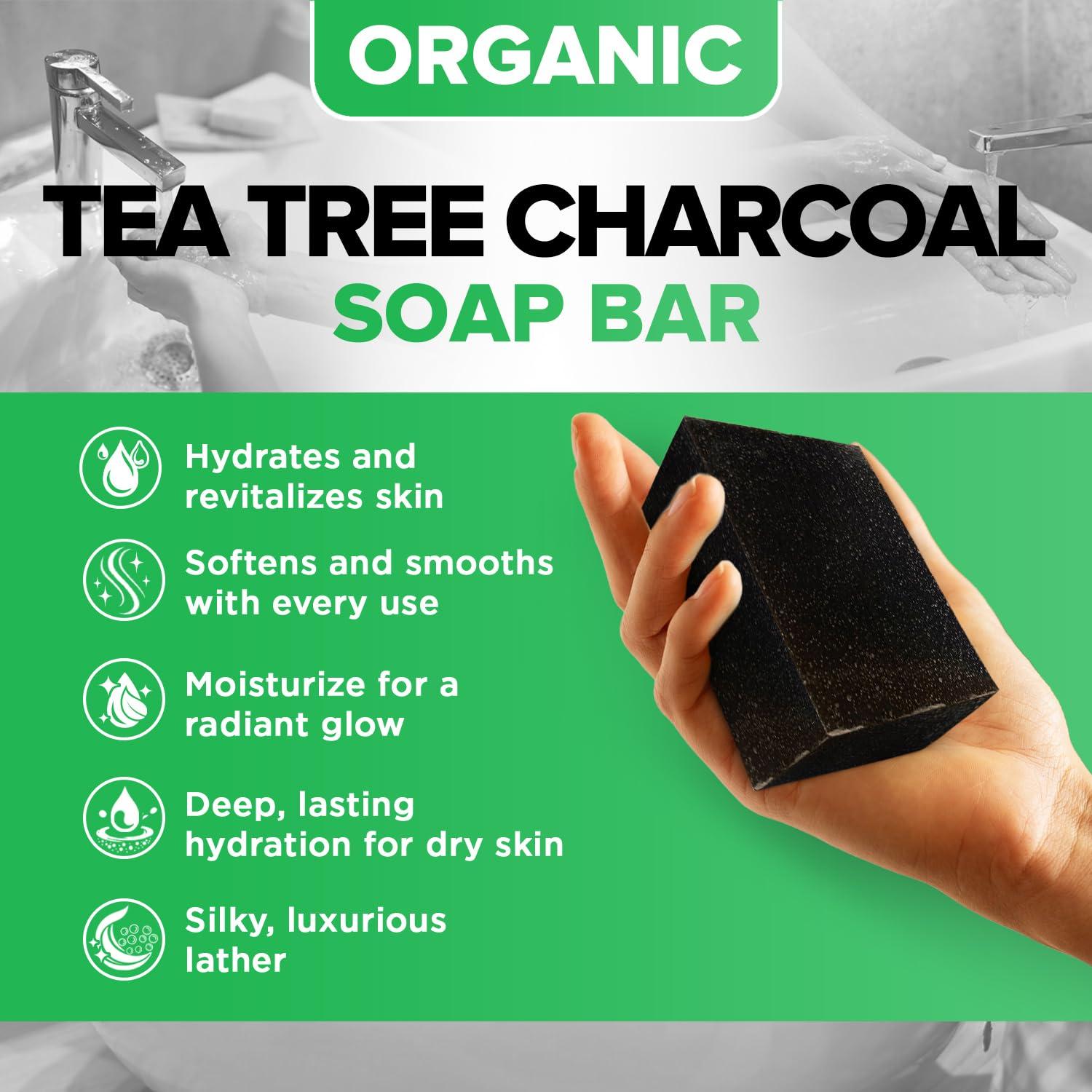 iHeart Nature iHeart All Natural Charcoal Soap (2 Packs) Infused with Refreshing Peppermint Essential Oil Scent - Deep Cleanses, and Hydrates - Perfect for Achieving a Radiant Skin