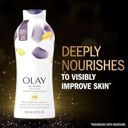 Olay Olay Age Defying Body Wash for Women with Vitamin E, 24hr Moisturizing, 22 fl oz (Pack of 4)