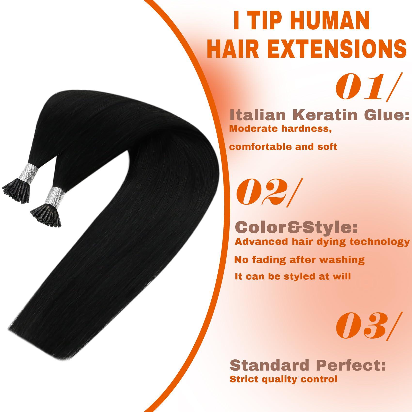 Sunny Hair Sunny Long Hair Extensions Itips Bundle Tape in Hair Extensions Black 26inch 50g