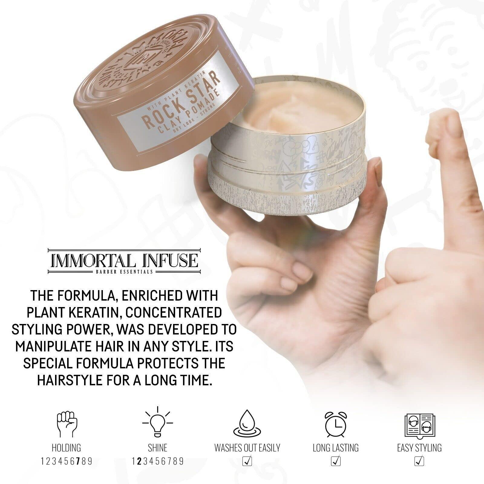 Generic Immortal Infuse Rock Star Clay Pomade Wax - 150 ml