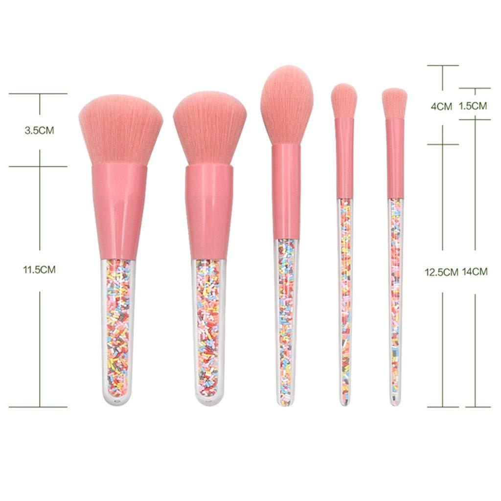 Skipdr 5 Pcs makeup brushes makeup brush set candy makeup brushes colorful transparent brush handle granular plastic