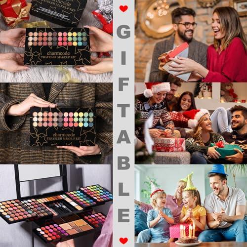 CHARMCODE Professional Big Makeup Kit for Teens Girls & Women Full Kit, Beauty Case with Beginner Cosmetics Sets, All-in-One Make Up Gift Box with Lipgloss, Eyeshadow,Blush,Highlight,Brow&Liner Pens,Brush,etc