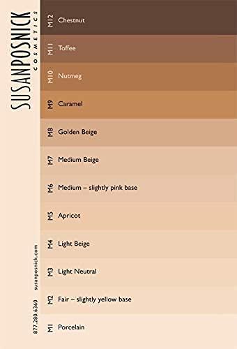 Susan Posnick SUSAN POSNICK, COLORFLO: Natural Makeup, Vegan, Cruelty Free, Mineral Powder Foundation & Sun Protection Brush (M7/Medium Beige) Refillable - USA
