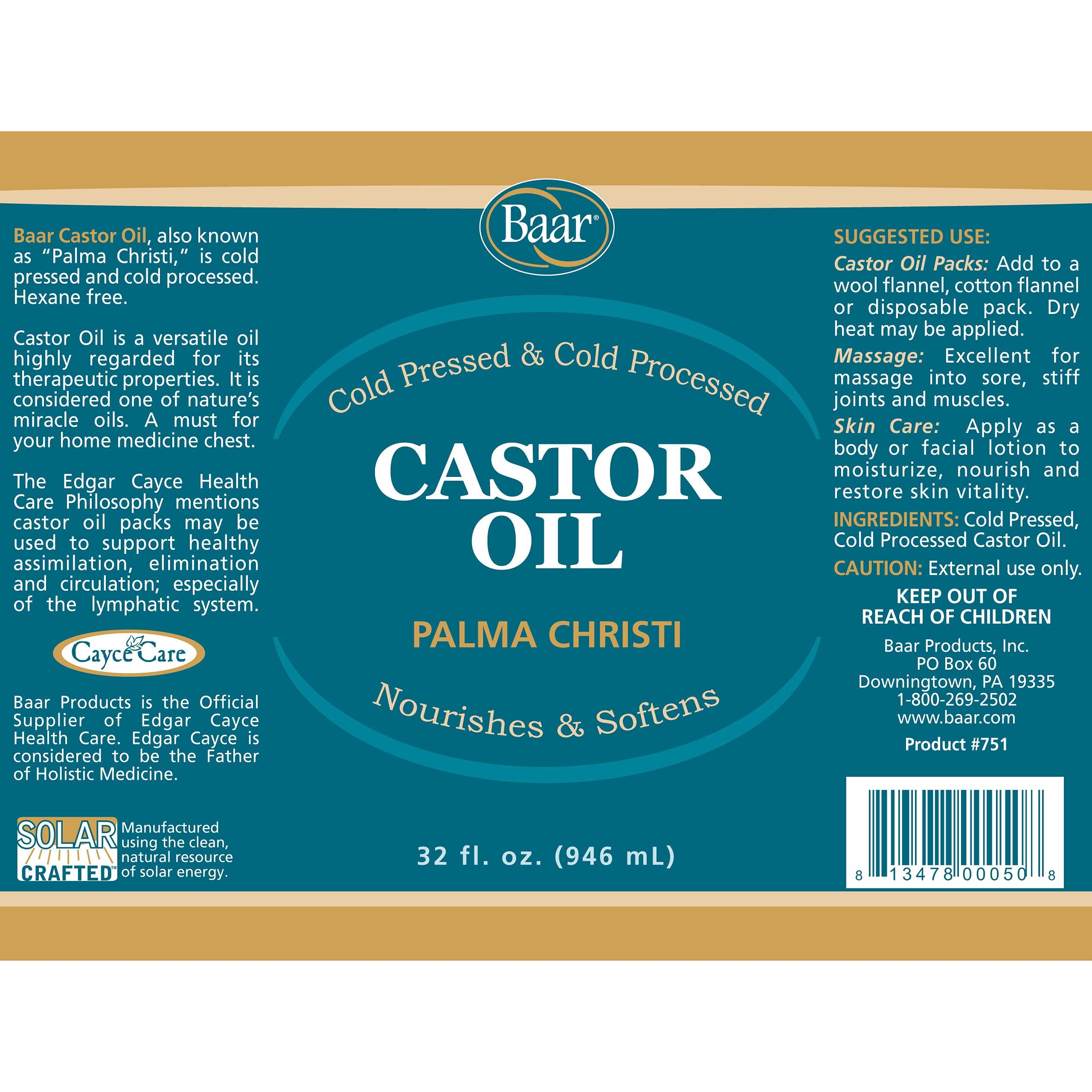 Baar Baar Cold-Pressed, Cold-Processed, Hexane Free Castor Oil, 32 Ounces