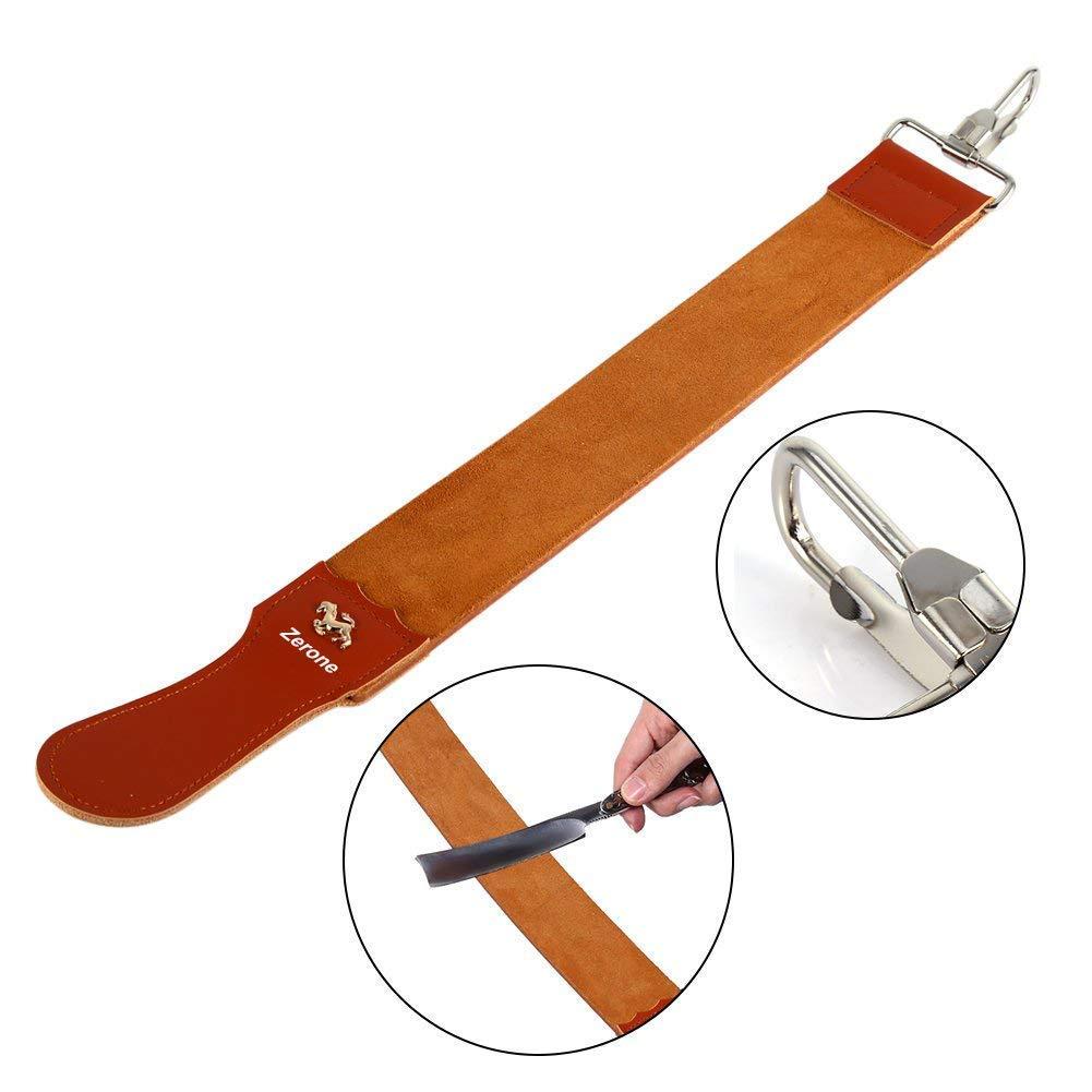 Estink Strops, Genuine Leather Strop Strap Barber Straight Folding Barber\'s Leather Sharpener Sharpening Belt, Double Sided Leather Strop for Sharpening and Smoothing After Honing Razors