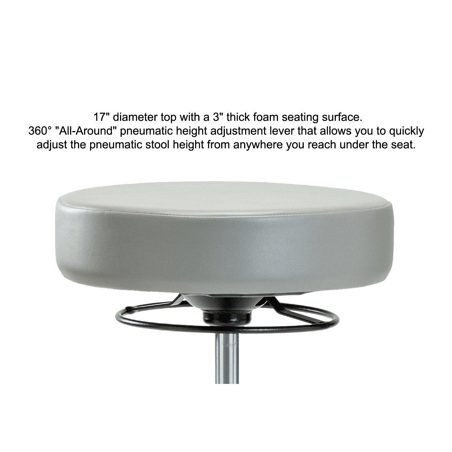 Perch Chairs & Stools Perch Stella Rolling Height Adjustable Salon & Spa Stool for Carpet or Linoleum | Workbench Height 21-28.5 Inches | 300-Pound Weight Capacity | 12 Year Warranty (Cinder Fabric)