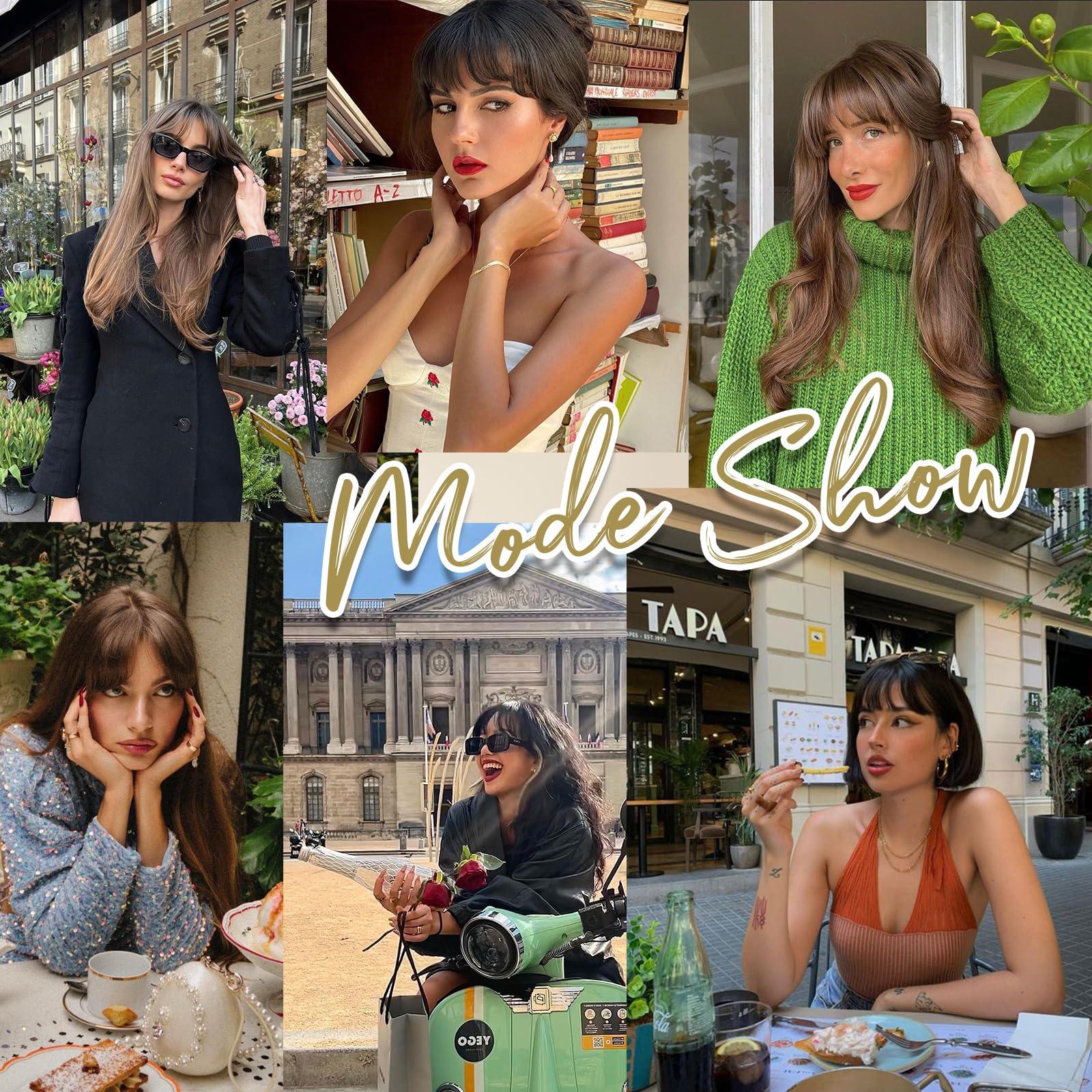 YOUKNOWIG YOUKNOWIG Bangs Hair Clip in Bangs Hair Toppers for Women 100% Real Human Hair Clip on Bangs for Women Dark Brown Wispy Fack Bangs 360Cover Lace Topper Bangs for Daily Wear