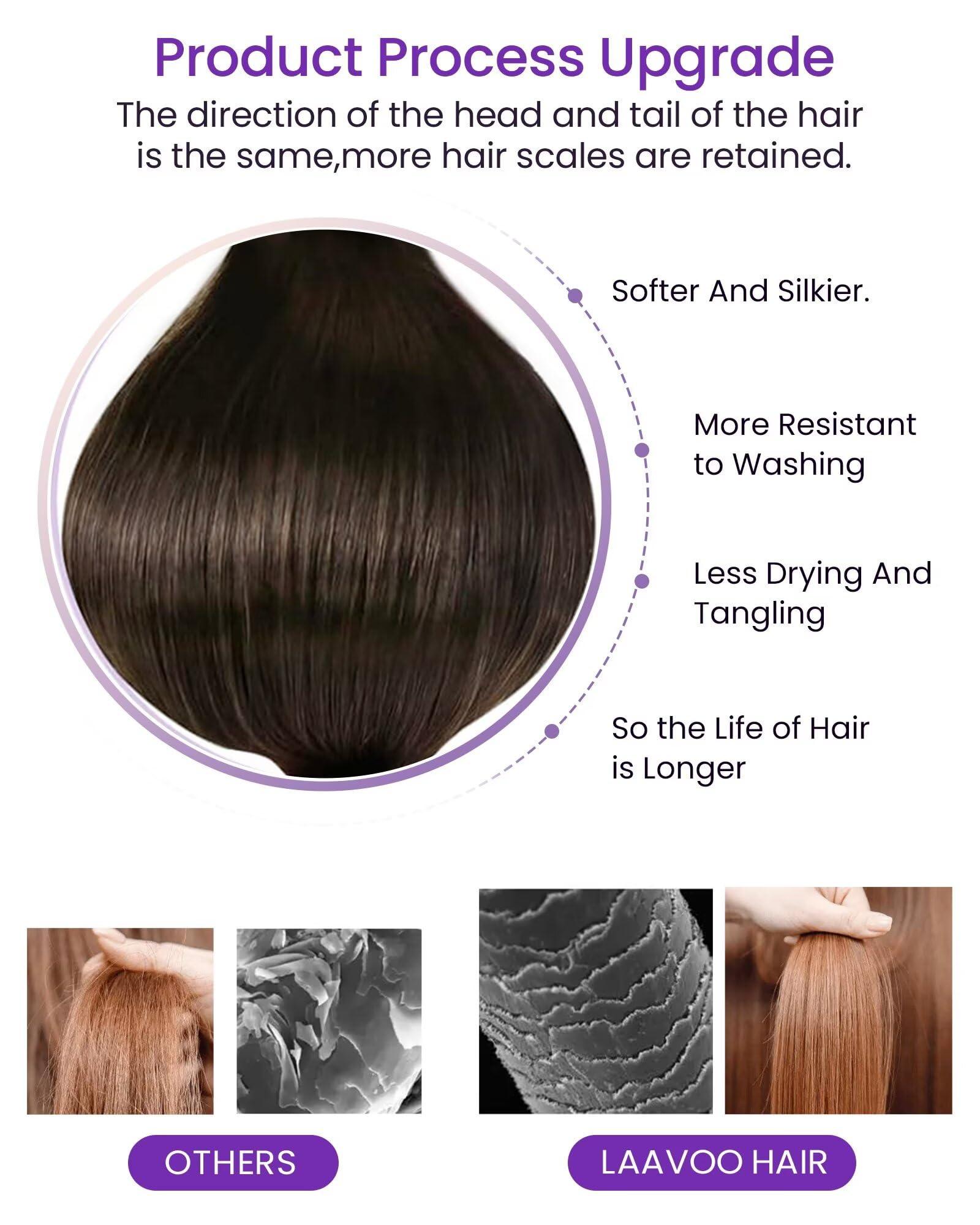 LAAVOO LaaVoo Tape in Extensions Human Hair Brown Tape in Hair Extensions Human Hair #2 Darkest Brown Hair Extensions Tape in Human Hair 14 Inch 20 Pcs 40 Gram Invisible Tape Extensions Human Hair