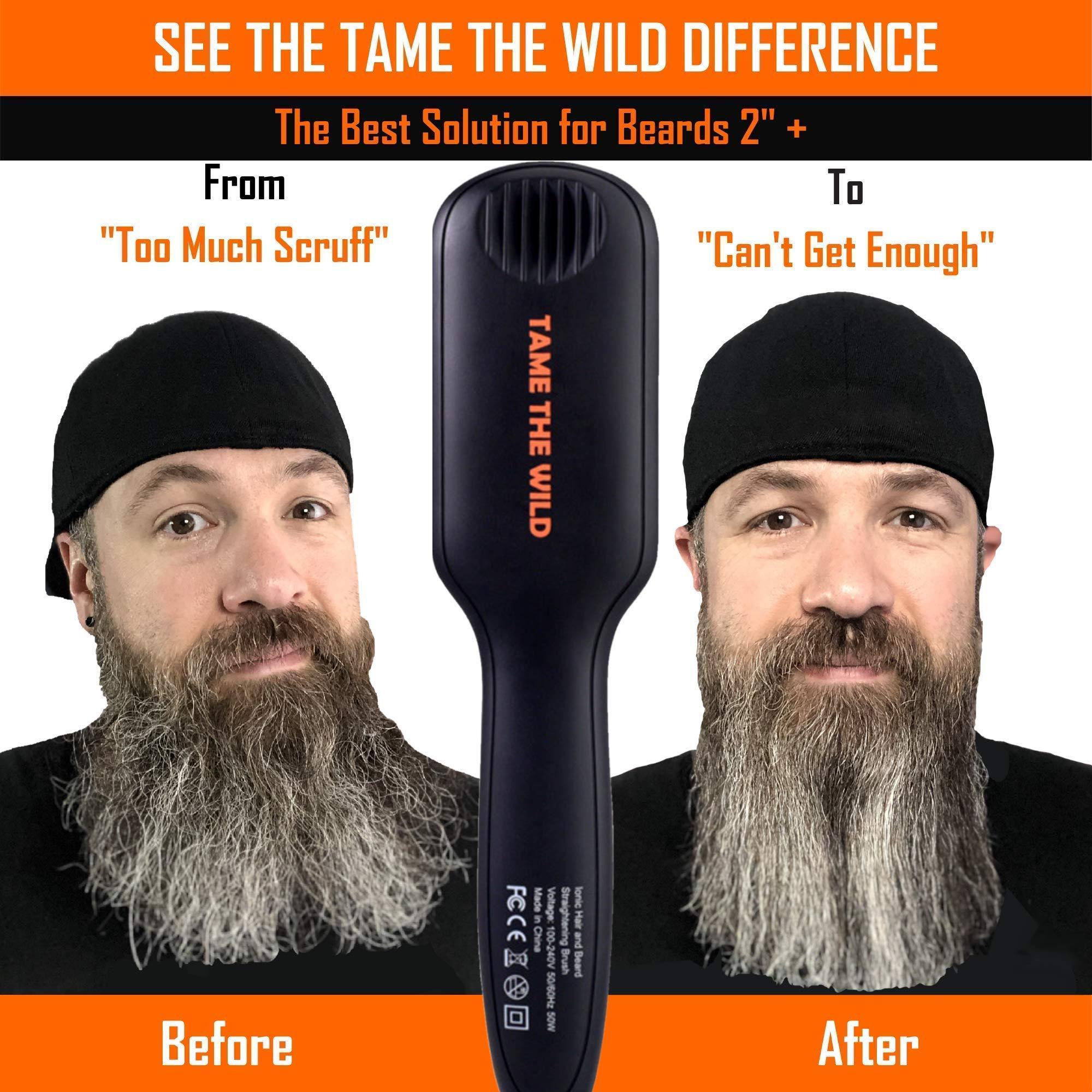 TAME THE WILD MAKE YOUR BEARD BEHAVE Tame's Beard Straightener for Men and Tame's Beard Armor Heat Protection Spray - Bundle and Save