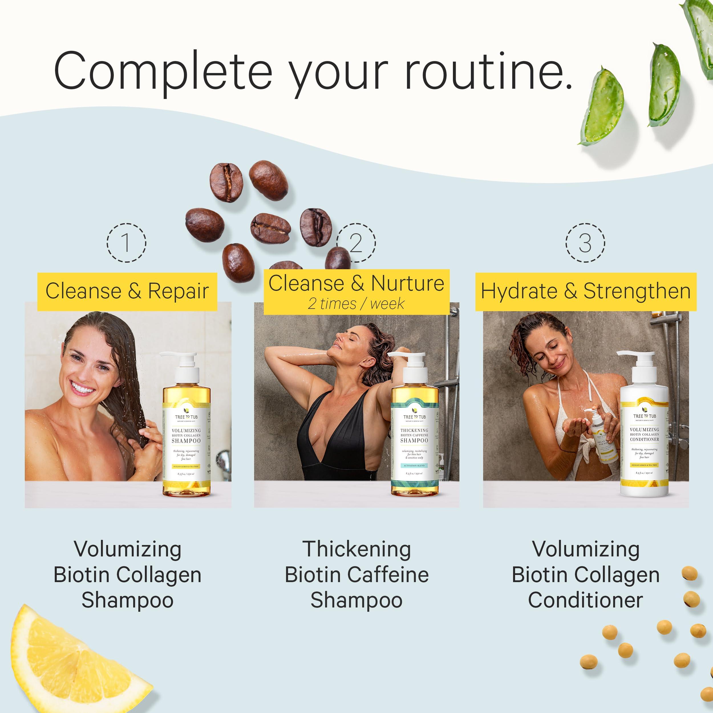 Tree to Tub Tree to Tub Citrus Body Wash for Dry Skin Sensitive Skin Vegan Biotin and Collagen Conditioner for Dry Damaged Hair pH Balanced Moisturizing Body Wash Volumizing Fine Hair Thickening Conditioner