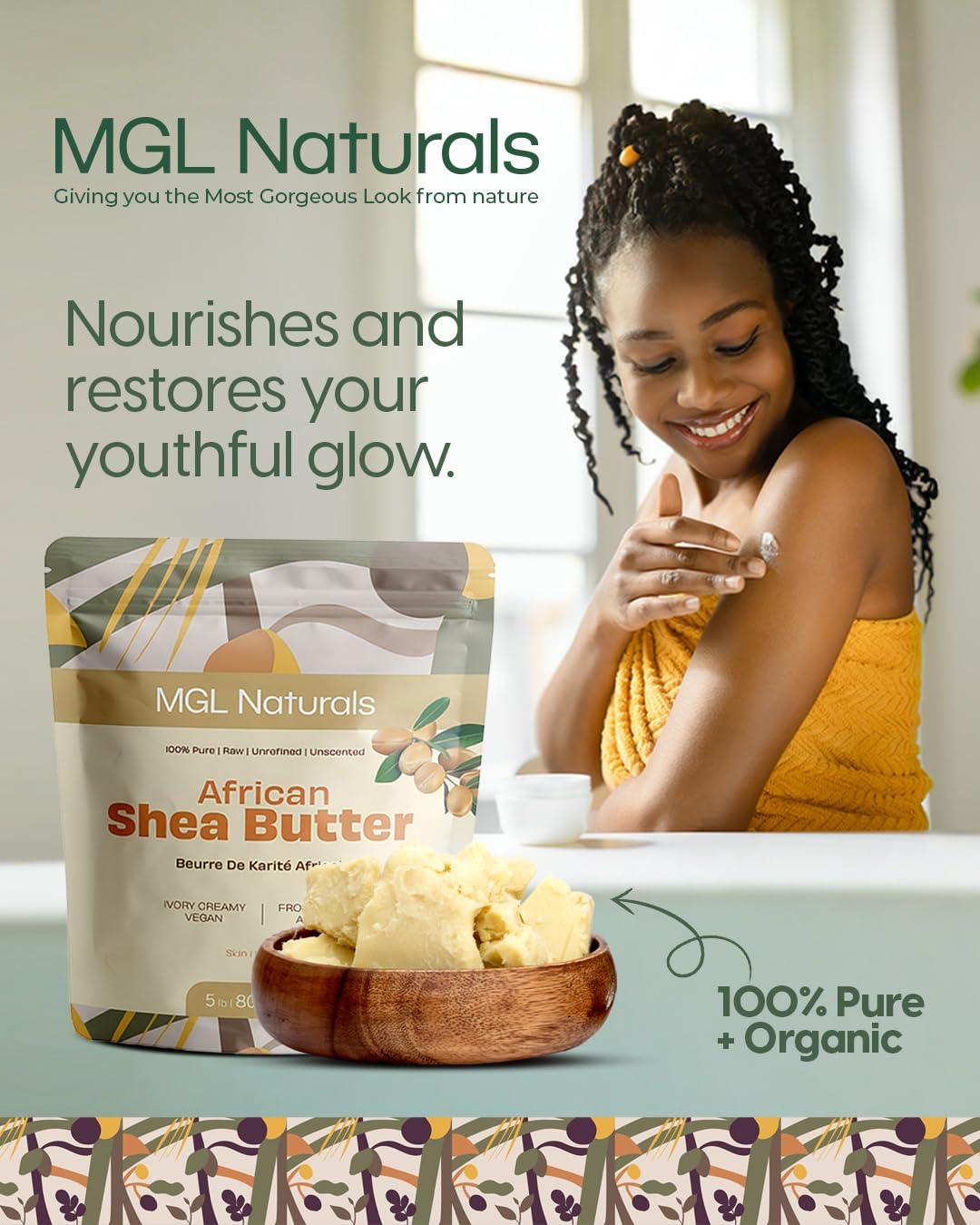 MGL Naturals MGL Naturals Raw African Shea Butter Ivory 5 lb bulk, 100% Pure, Raw and Unrefined. Nourish and moisturize. Use alone or DIY recipes. From Ghana, Africa. (5 lb)