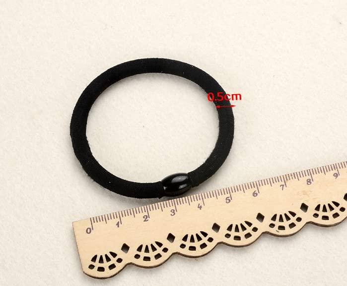 glossy bird Black Hair Ties with plastic ball,50 Pcs Elastic Hair Ties for Women Girls, No Metal No Slip Hair Bands Hair Elastics Ponytail Holders for Thick Hair Medium Hair GB-JX018