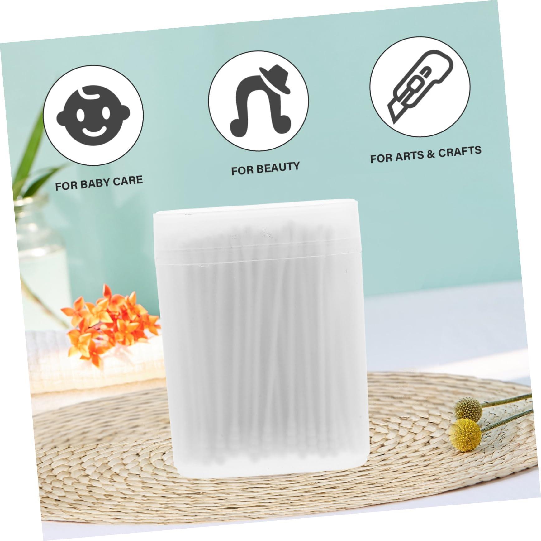 Beatifufu Beatifufu 600 Pcs Care Buds Swabs Organic Cotton Balls Earbuds Cotton Swabs for Amaz on Organic Cotton Pads Ear Swabs Buds Swabs with 2 Different Heads Amezon White