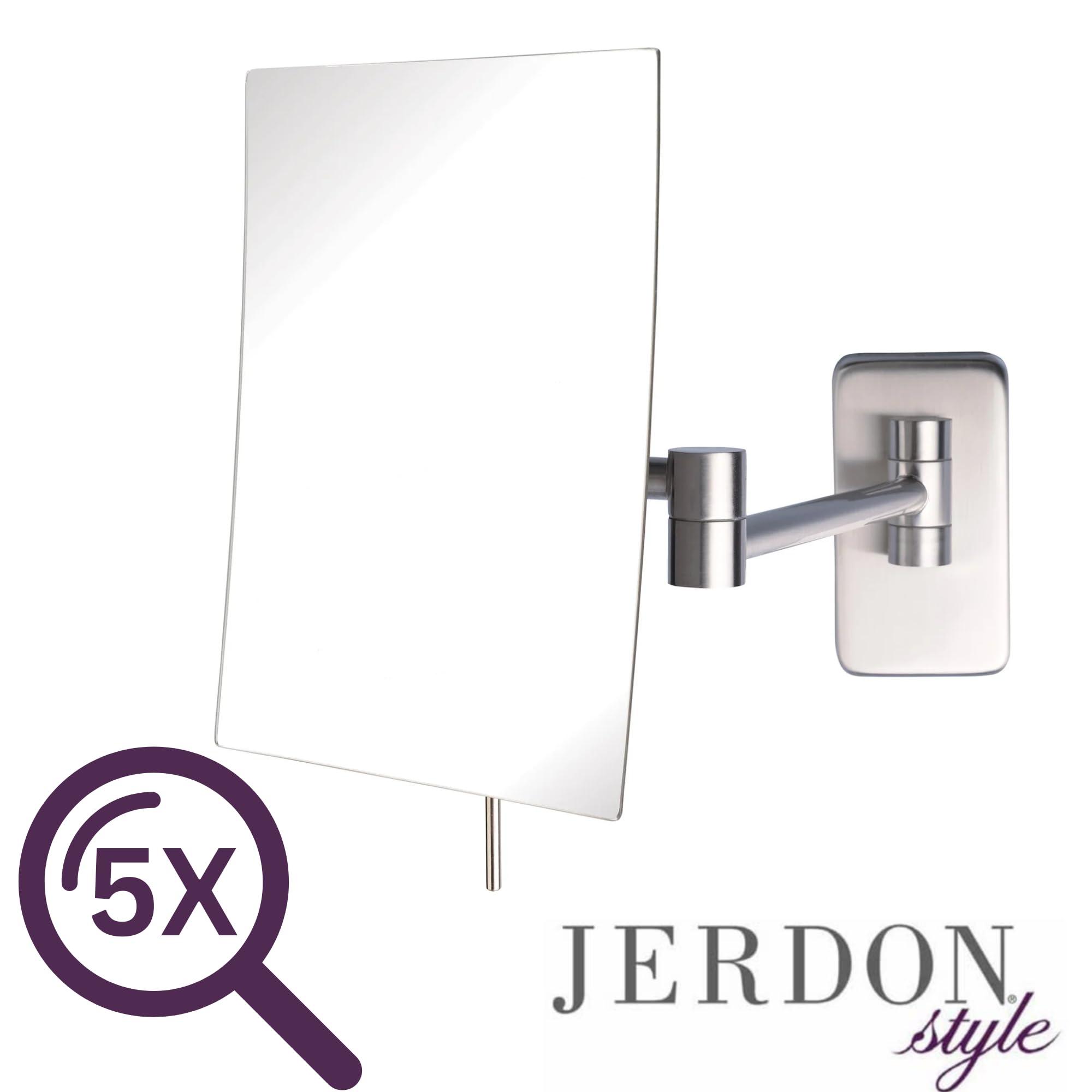 Jerdon Jerdon 8.75-Inch x 6.5-Inch Wall Mount Makeup Mirror - Personal Mirror with 5X Magnification & 14 inch Wall Extension - Nickel Wall Mount Arm - Model JRT695N