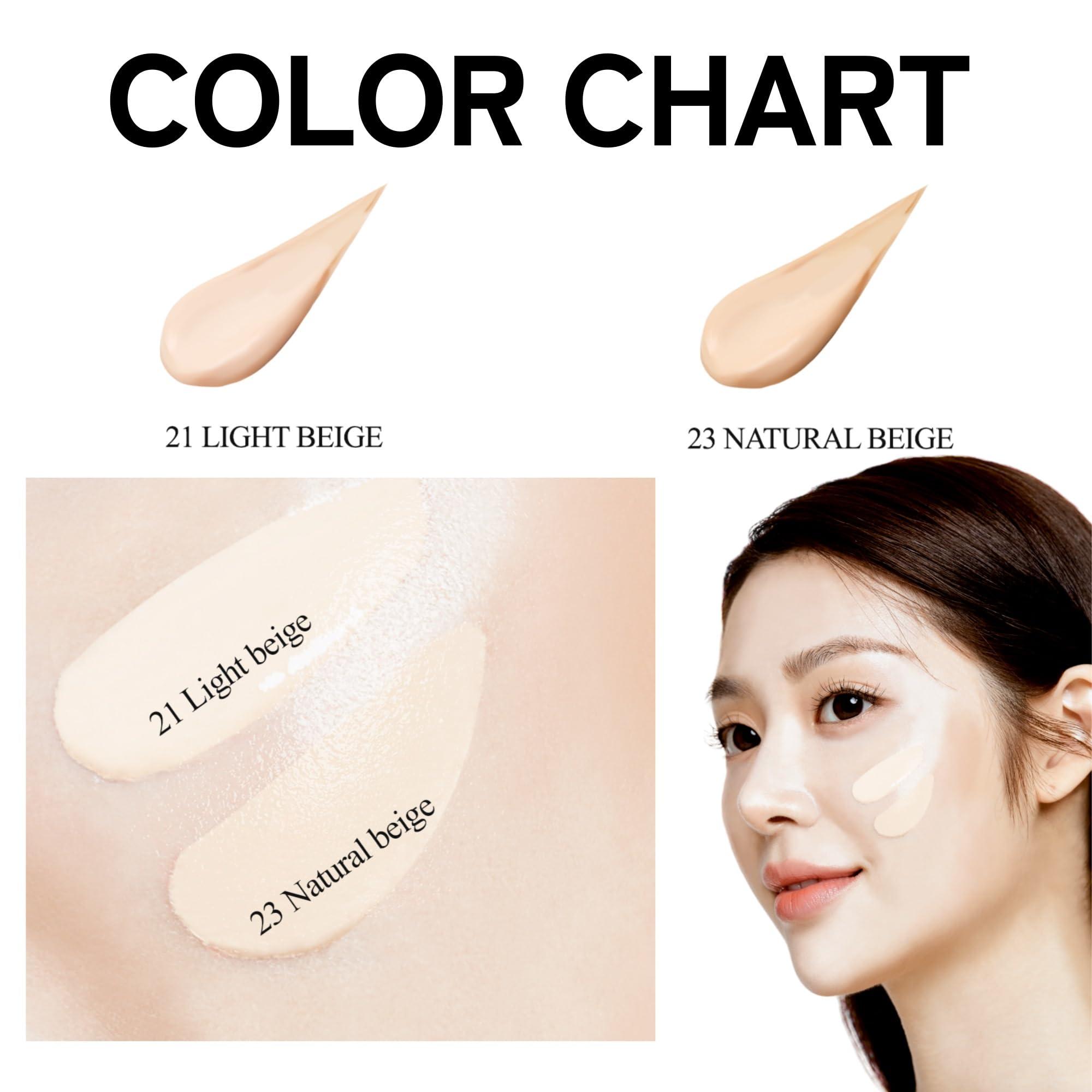 VINNE VINNE Korean Cushion Foundation, Lightweight, Essence Makeup Natural and Dewy Finish, 12-Hour Lasting Effect, 0.42 Oz- #21 Light Beige (Refill Not Included)
