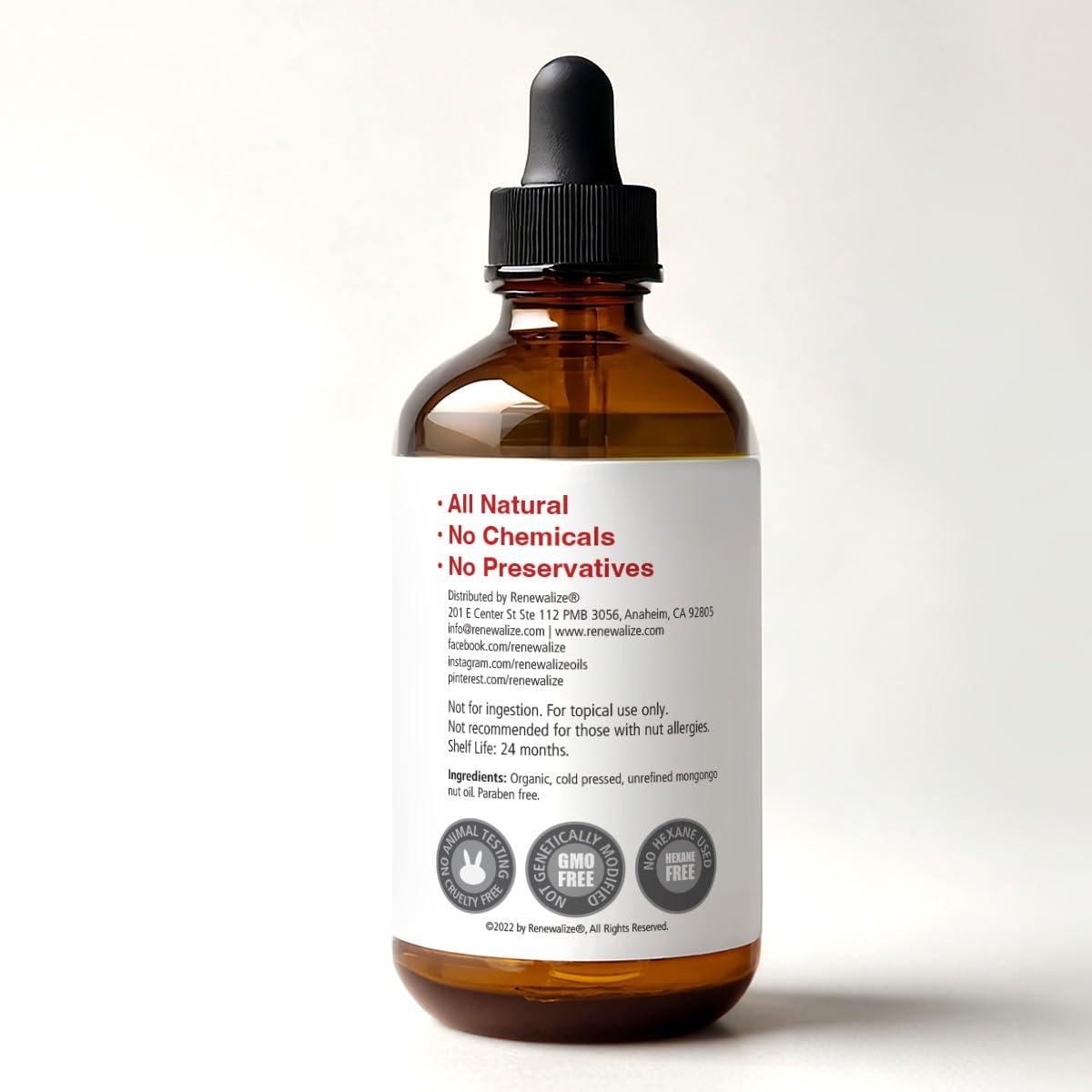 Renewalize Organic Mongongo or Manketti Nut Oil | Seals in Moisture and Protects Curly Hair from Heat | 100% Pure Cold Pressed Mongongo Oil with Spray Nozzle | Treatment for Frizz and Boosts Shine