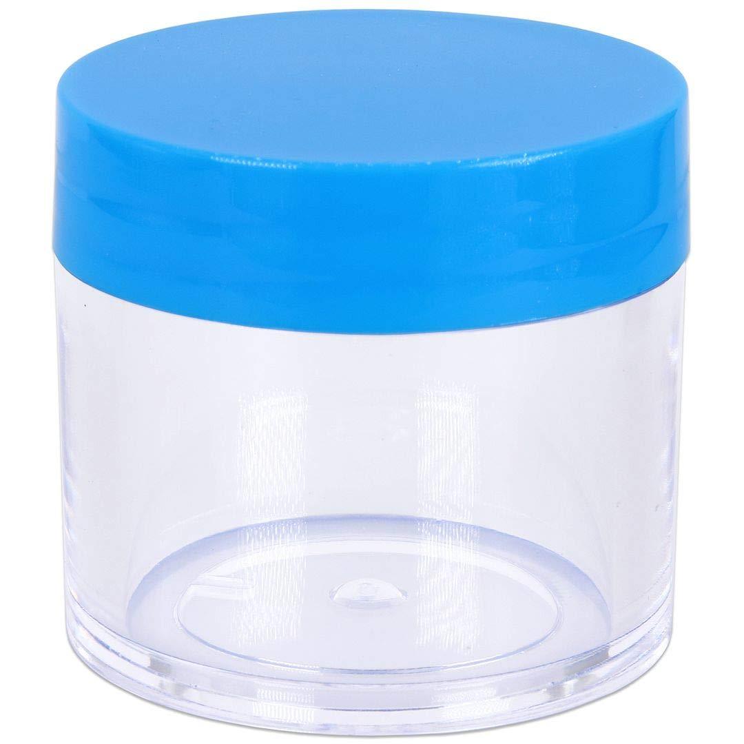 BEAUTI Beauticom 648pcs 30G/30ML (1oz) Thick Wall Round Plastic Clear Container Jars BPA Free LEAK PROOF with Flat Top Lids (648 Pieces, BLUE)