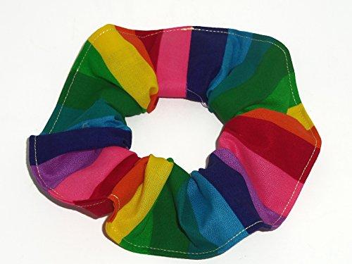 Scrunchies by Sherry made with cotton fabric 4 Neon Rainbow Floral Peace Signs Fabric Hair Scrunchies Scrunchie handmade by Scrunchies by Sherry
