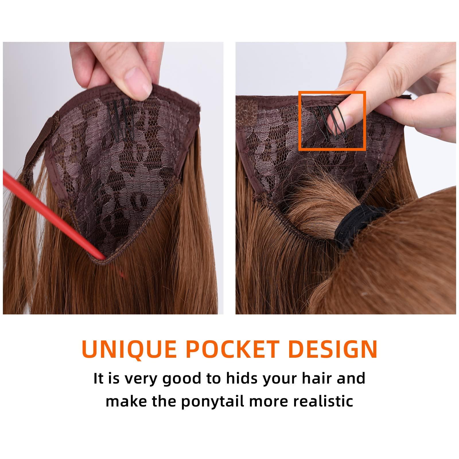 HSPCYGG HSPCYGG Fake Ponytail Auburn Clip Ponytails Straight 22\" 5.1 Oz Wrap Around Synthetic Women Hair Extensions Del Pelo Girl Hair Piece Wig Fluffy Soft&Not Tangled