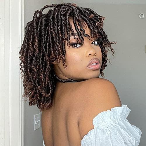 SUN LOCS SUN LOCS 6 Inch Short Dreadlocks Wigs for Black Women and Man with Clips In Synthetic Faux Locs Braided Wigs Afro Twists Dreadlocks Full Hair Replacement Wigs (1B/30#)