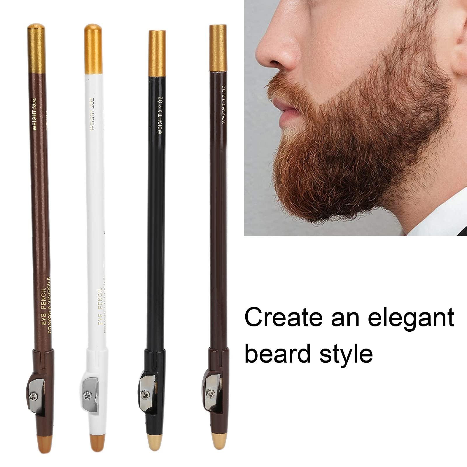 01 02 015 Barber Pencil Tool, 4pcs Professional Beard Pencil Beard Shaping Pencils Mineral Substance Compact Hairline Barber Pencil with Sharpener for Beard Shaping