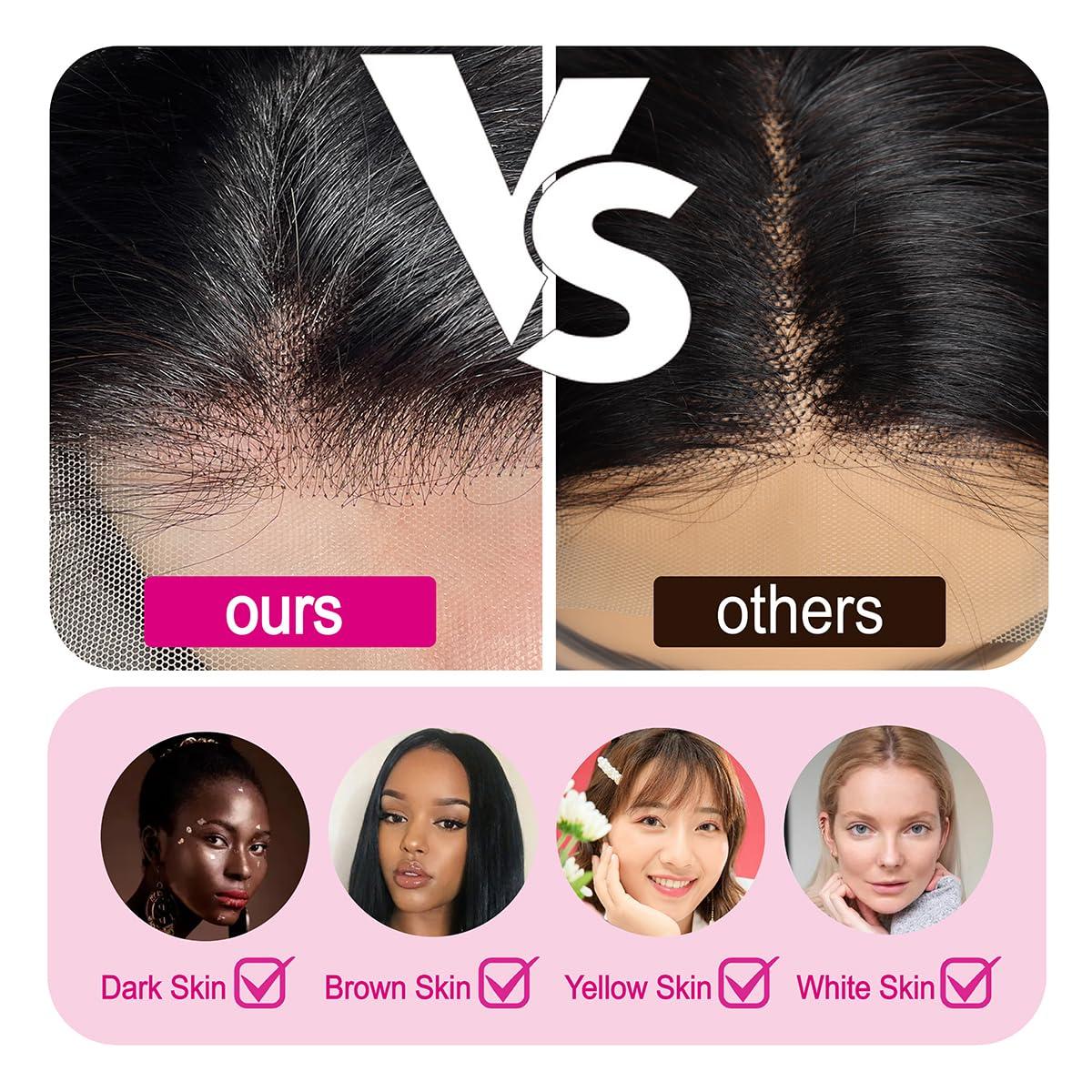 CRYSTALHAIR 10 inch Straight Bob Wig Human Hair, Lace Glueless Front Wigs Human Hair,Highlight Human Hair Bob Wig,Pre Plucked 13x4 HD Lace Front Wigs Human Hair 180% Density Natural Black Wig Human Hair