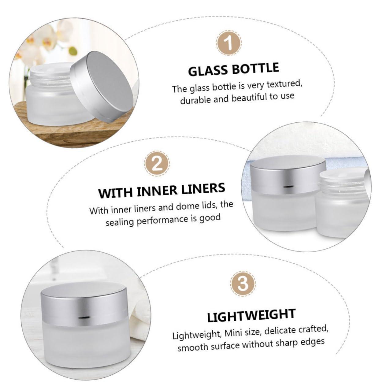 VINTORKY VINTORKY 6 Pcs 5g Frosted Glass Cosmetic Jars for Eye Cream and Samples Makeup Storage Containers for Creams and Lotions Refillable Storage Pots for Skincare