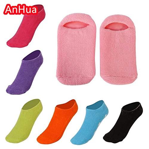 AnHua AnHua 1 Pair Feet Spa Moisturizing Gel Socks Exfoliating Dry Cracked Soft Skin Sock Pedicure Foot Care Tool Beauty Foot Care (Orange)