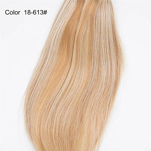 RemeeHi Remeehi 3/4 Half Wig 100% Indian Remy Human Hair Silky Straight Hair Weft Cap to Choose 18" 180g #18/613