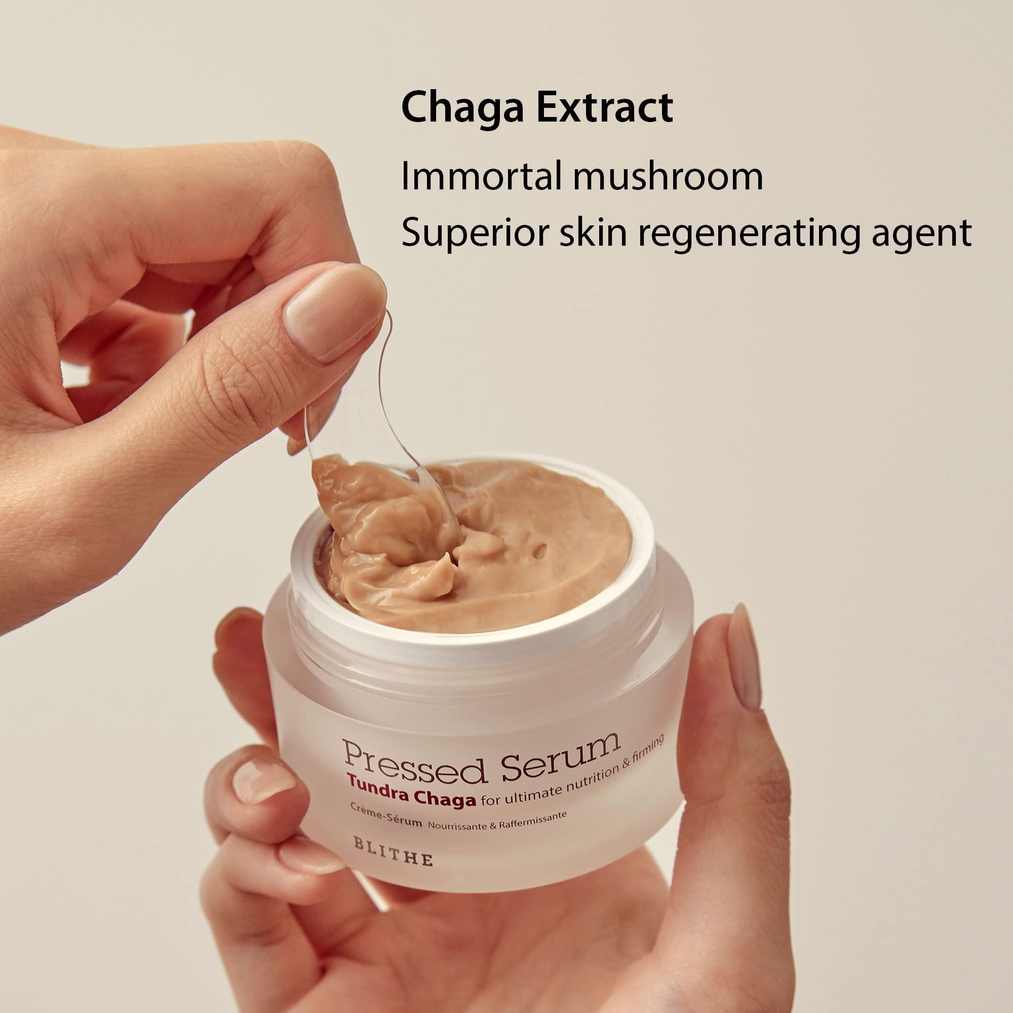 BLITHE BLITHE Replenish & Plump Bundle Set for Dry Mature Skin - Korean Skin Lifting Duo Self Care Gifts for Women for Anti-Aging (Pressed Serum Tundra Chaga, Velvet Yam Sheet Mask 5-Pack)