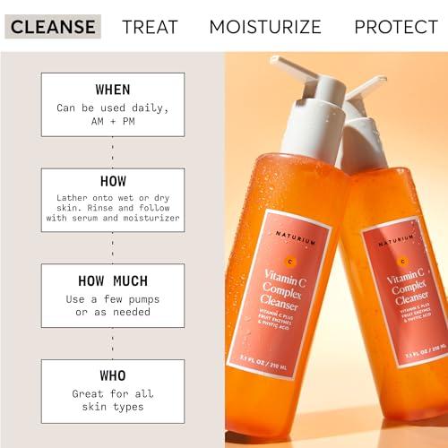 Naturium Naturium Vitamin C Complex Cleanser, Gently Exfoliating & Deeply Cleansing Foaming Face Wash Gel with Phytic Acid & Fruit Enzymes, 7.1 oz