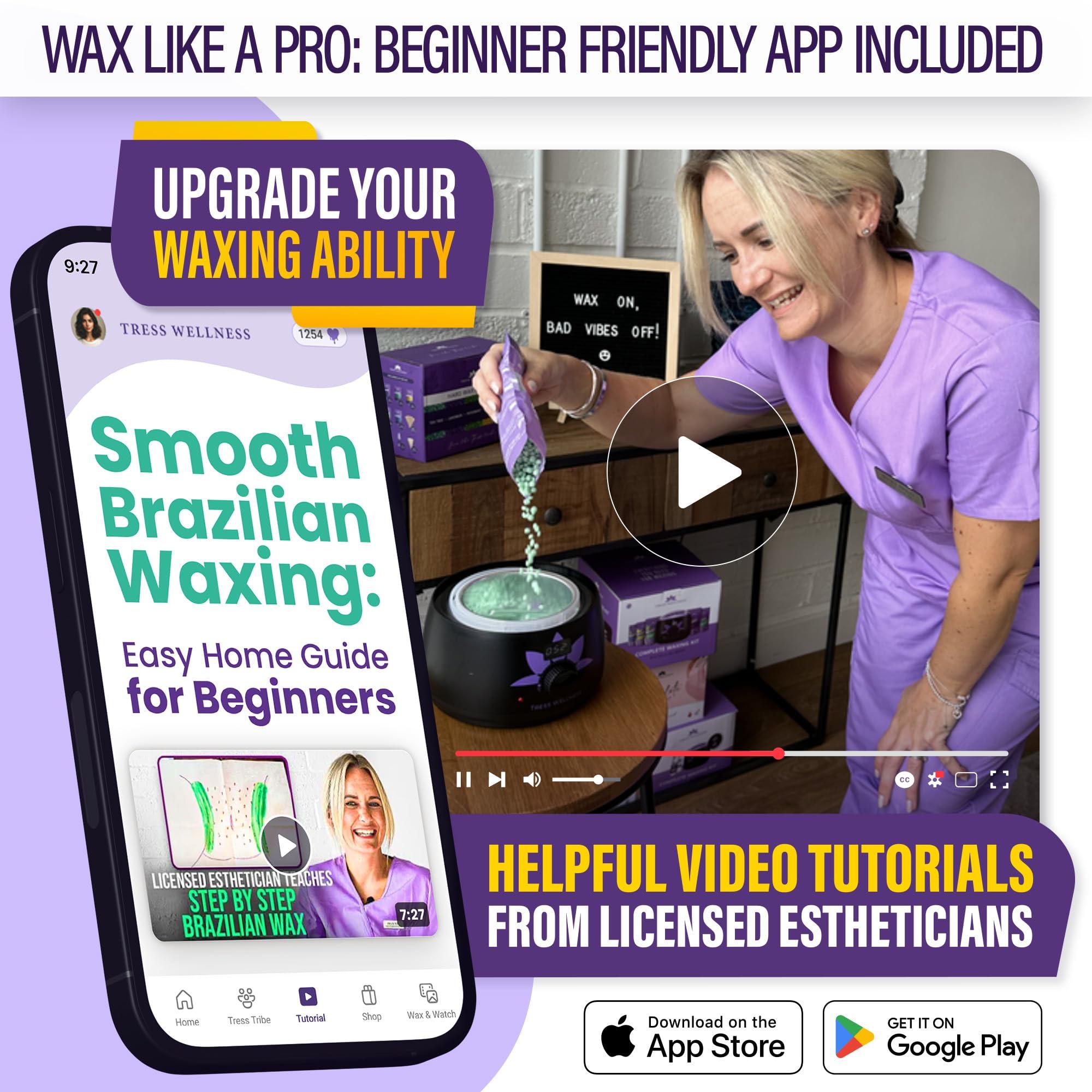 Tress Wellness Tress Wellness Waxing Kit for Brazilian Wax - Easy to Use - For Sensitive Skin - Digital Display, Black Purple Flower